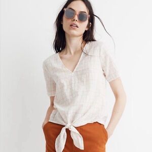 Madewell Novel Tie-Front Top Rainbow Windowpane